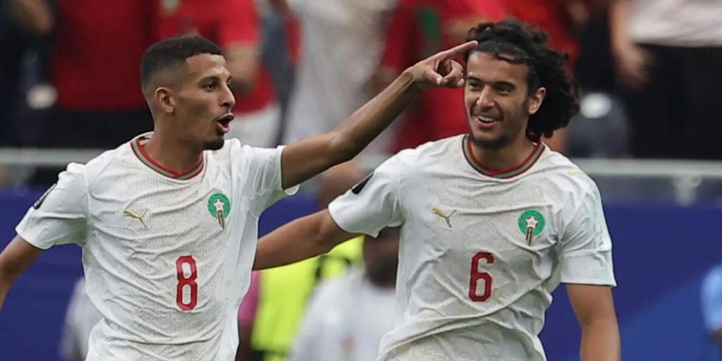 Azzedine Ounahi celebrating his decisive goal for Morocco against Canada in the 2026 World Cup