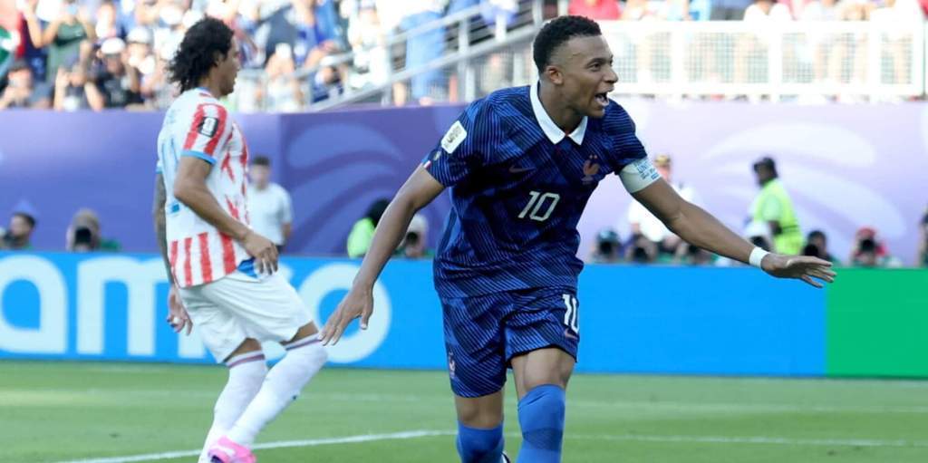 Kylian Mbappe celebrates scoring the winning penalty for France against Paraguay at World Cup 2026
