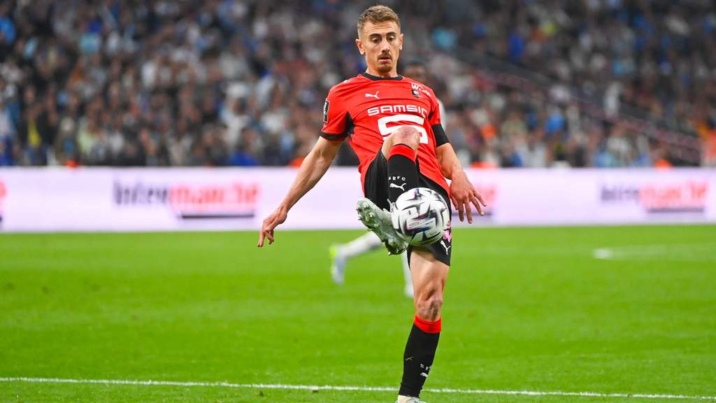 Stade Rennais midfielder Valentin Rongier in action during training