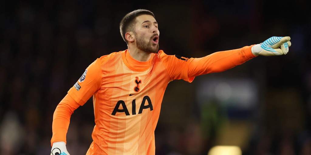 Tottenham Hotspur goalkeeper Guglielmo Vicario during a Premier League match