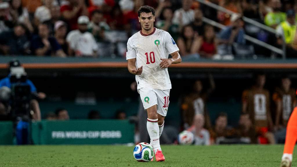 Azzedine Ounahi celebrates scoring for Morocco against Canada in the World Cup 2026 round of 16.