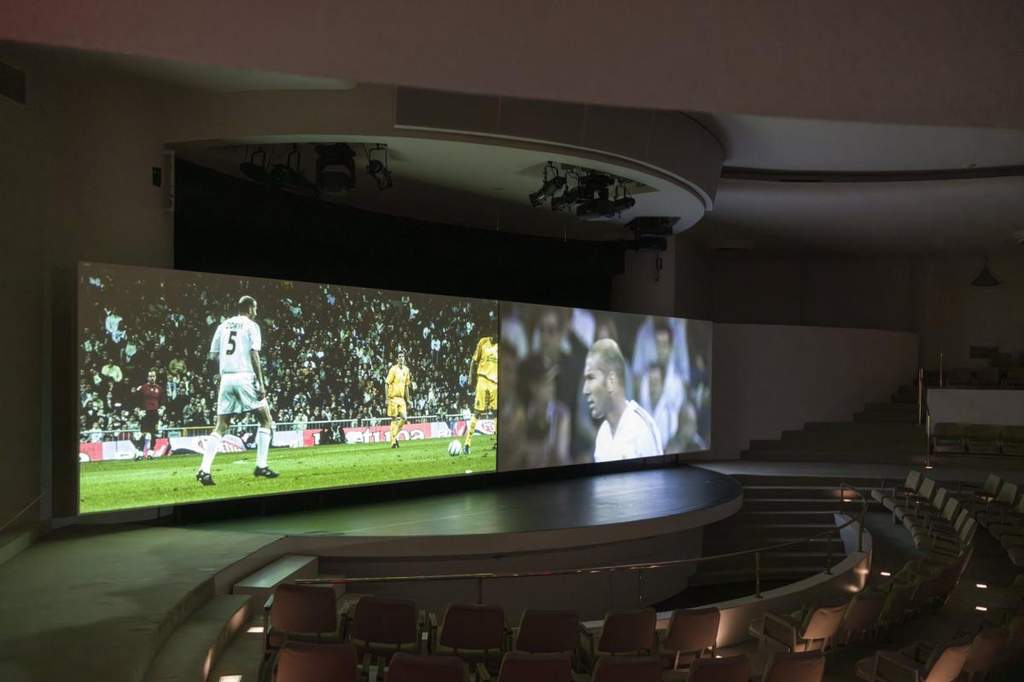 Zinedine Zidane video art portrait exhibition displayed inside Guggenheim Museum New York